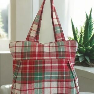 Plaid Tote Bag - Red and Green